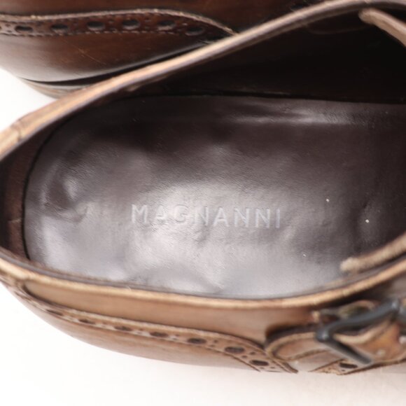 Magnanni Wingtip Double Monk Strap Men's Size 10 M Brown Leather  Dress Shoes - Picture 10 of 12